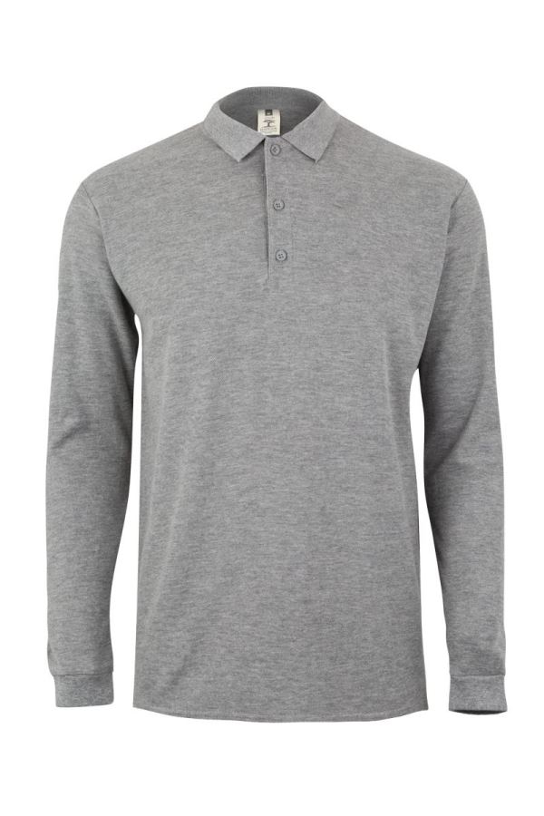 Polo Manga Comprida Clifton Cinza Heather Grey