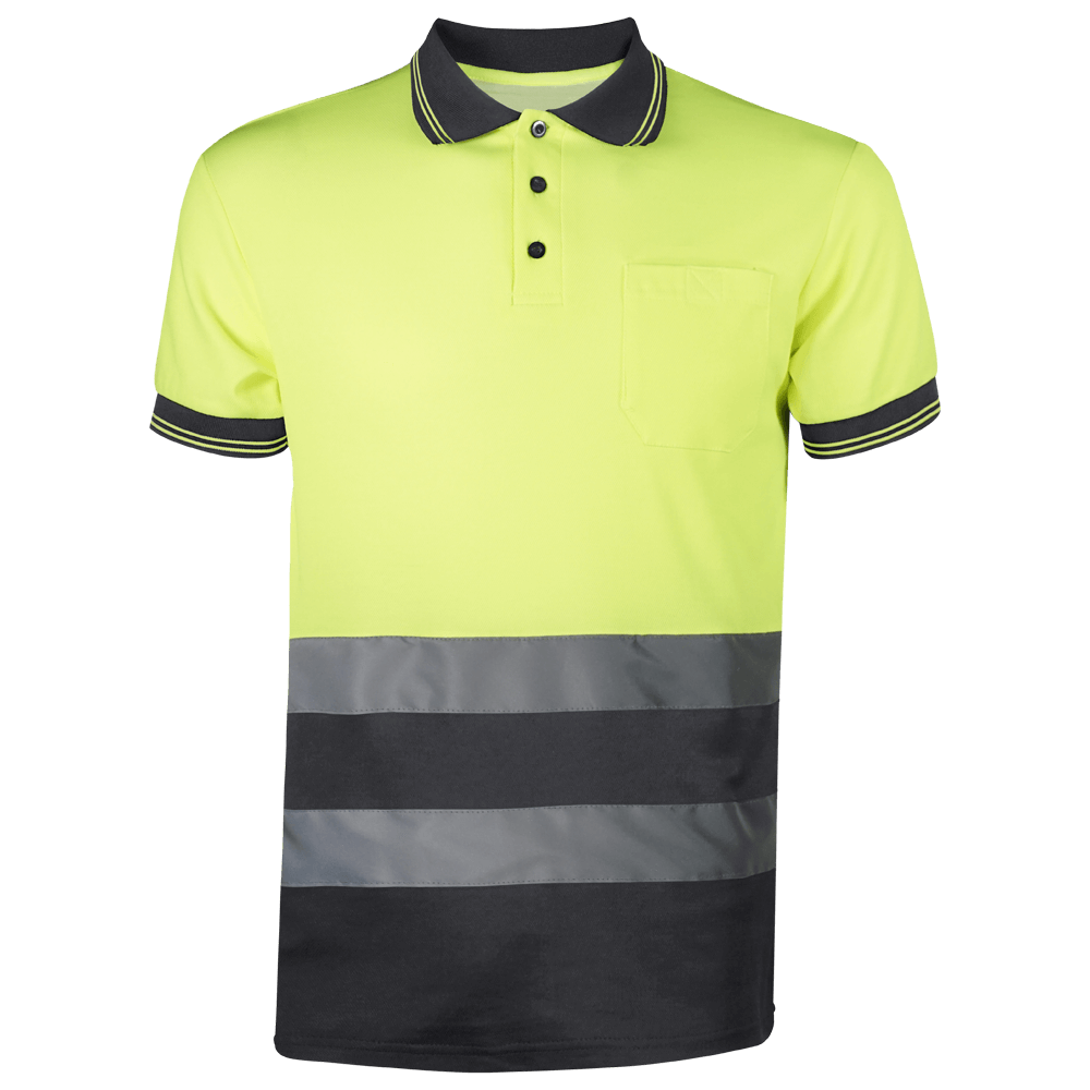 Polo Alta Visibilidade Manga Curta Amarelo/Azul Marinho