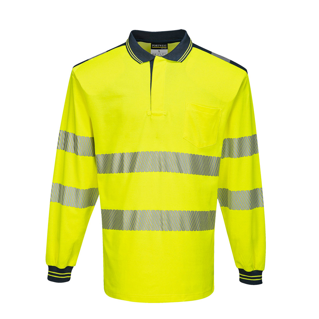Polo de Alta Visibilidade Manga Comprida Amarelo/Marinho