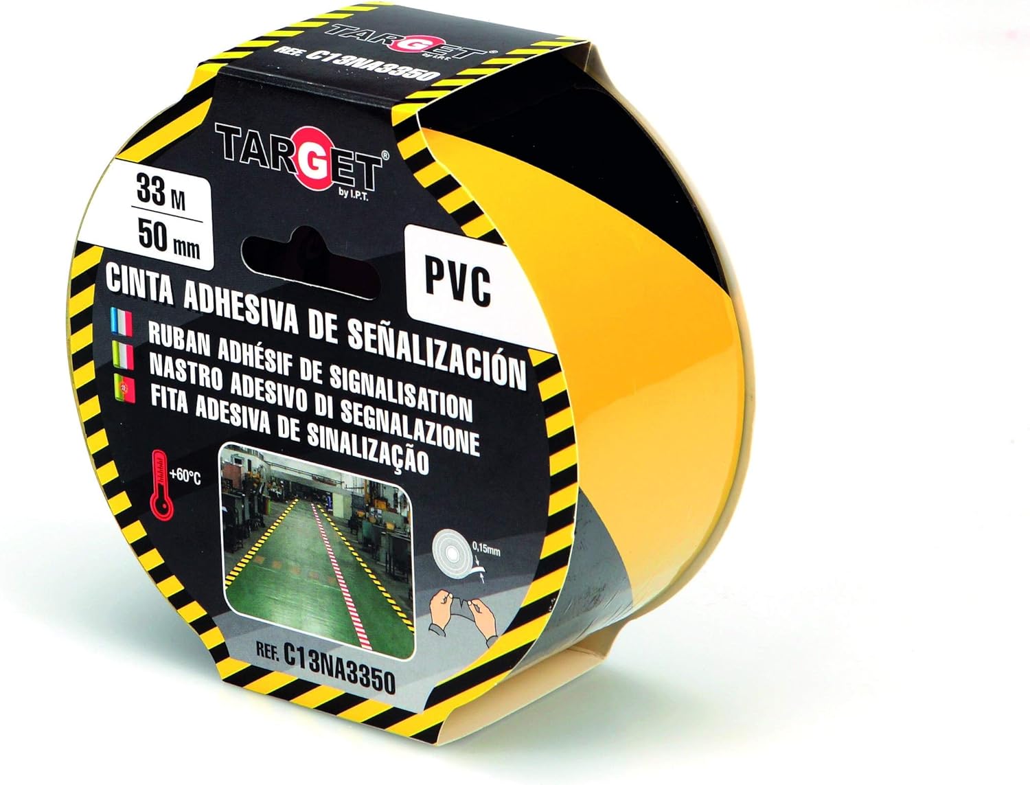 Fita Adsiva Marcação Amarelo/Preto 33Mx50mm