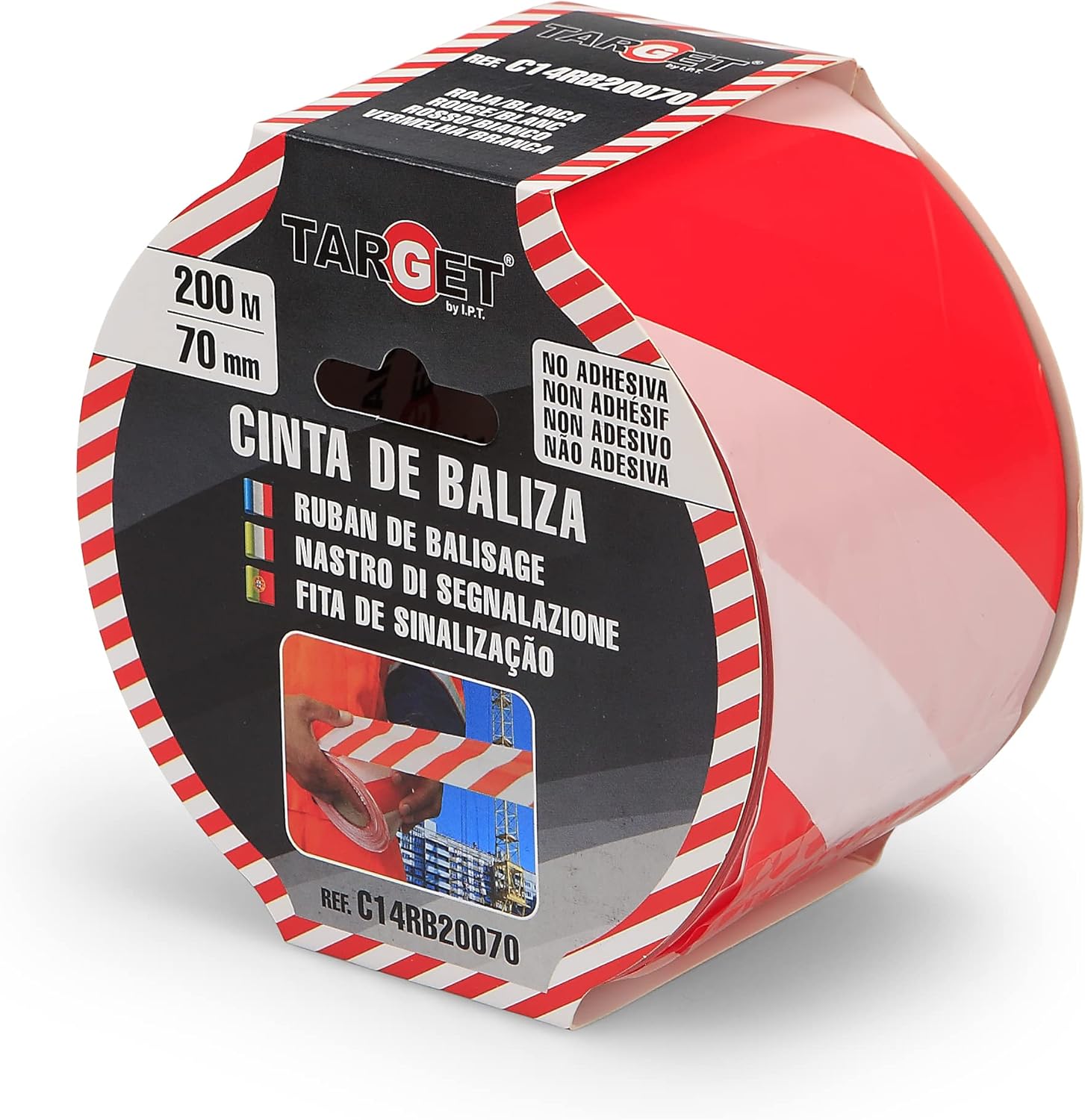 Fita Sinalização Perimetro Vermelha/Branca 200Mx70mm