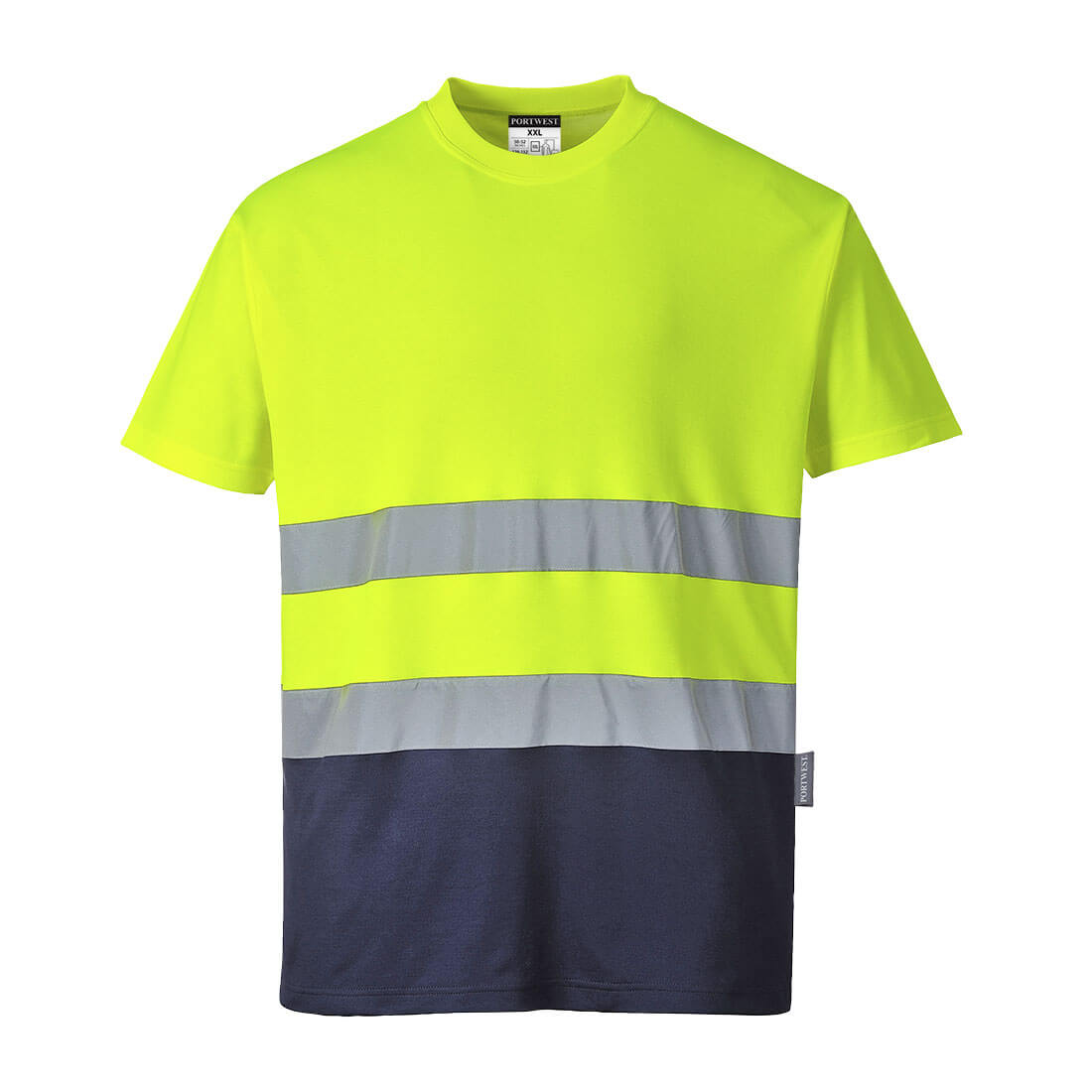 T-shirt -De Algodão C/ ( Alta Visibilidade) Amarelo e Azul Marinho 175Grs.