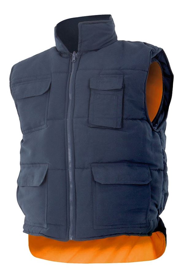 Colete Alcochoado Reversivel Alta Visibilidade  Contrast Navy Azul Marinho Laranja