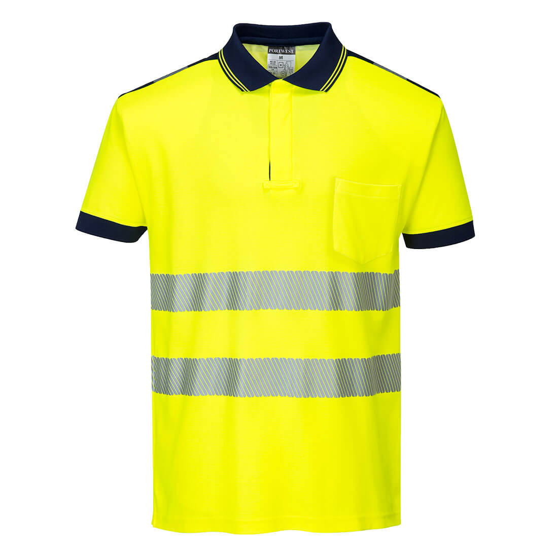 Polo de Alta Visibilidade Manga Curta Amarelo/Marinho