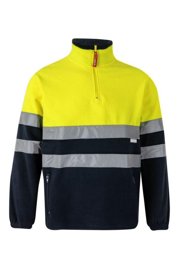 Camisola Polar Meio Fecho Amarelo/Marinho Alta Visibilidade