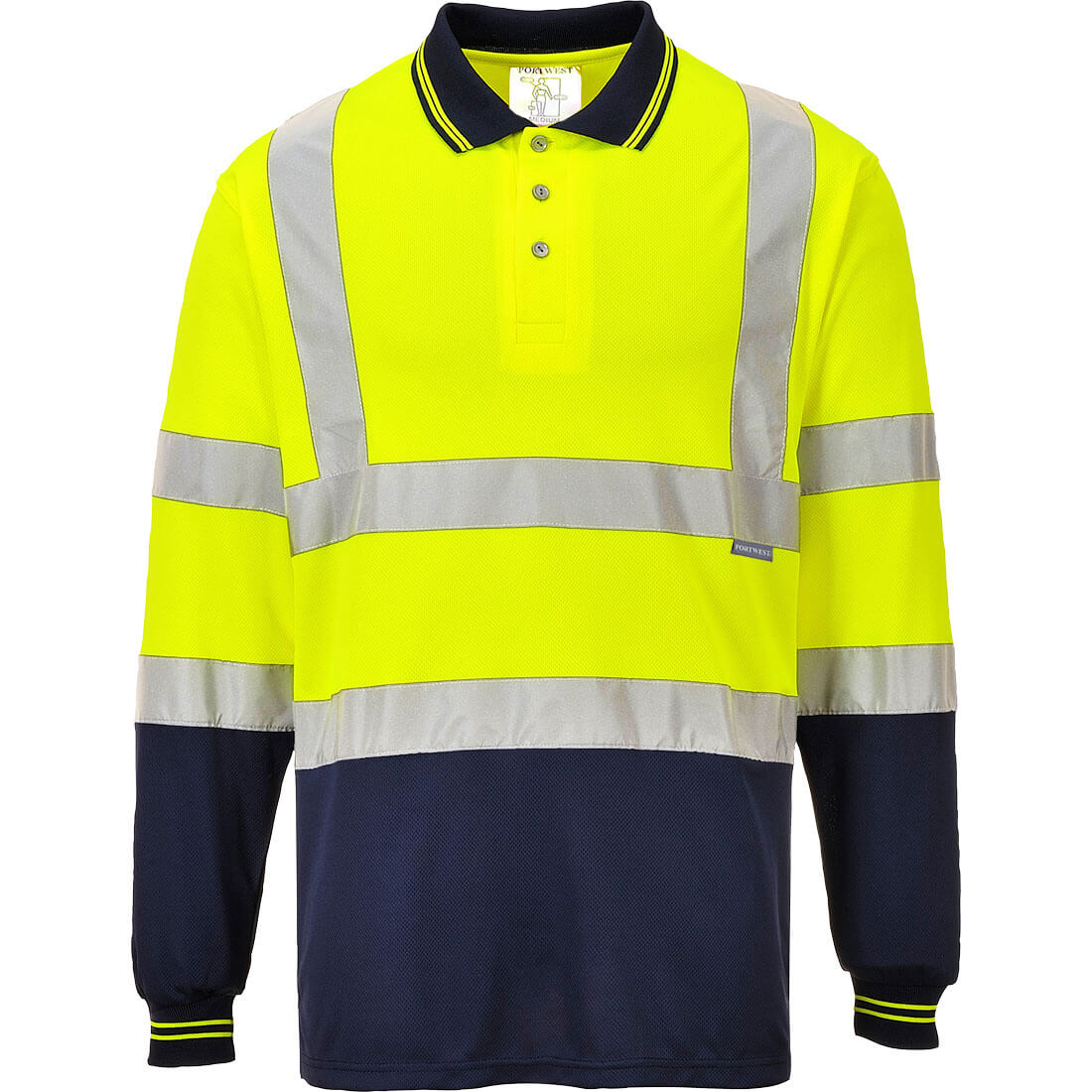 Polo Alta Visibilidade Amarelo/Azul Manga Comprida