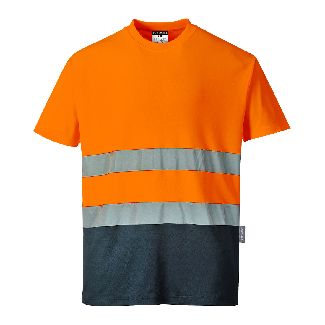 T-shirt -De Algodão C/ ( Alta Visibilidade) Laranja e Azul Marinho 175Grs.