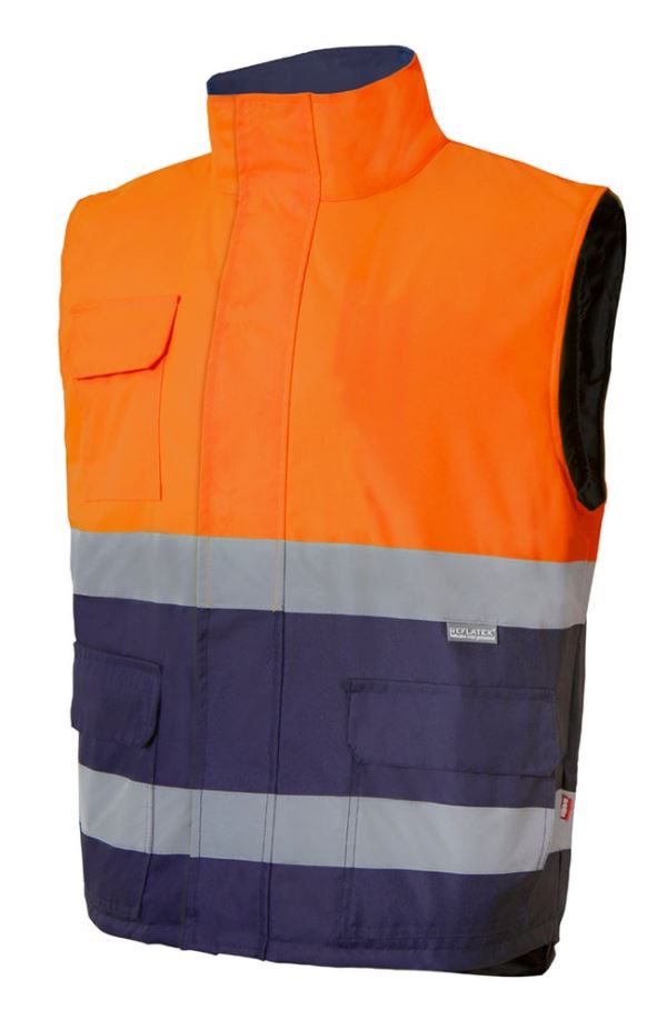 Colete Alcochoado Alta Visibilidade  Contrast Navy Azul Marinho/Laranja