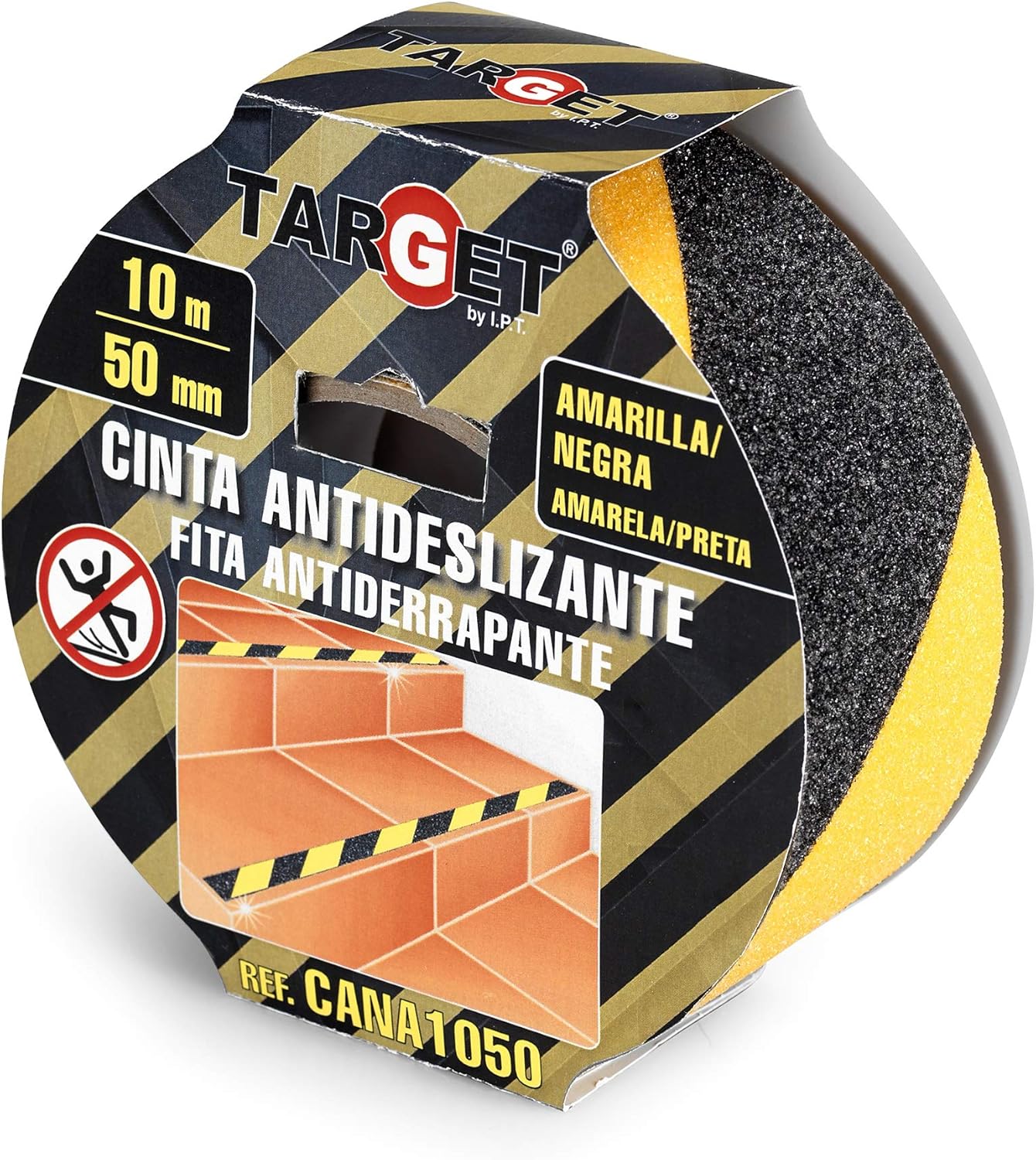 Fita Adsiva Anti-Derrapante Amarelo/Preto 10Mx50mm