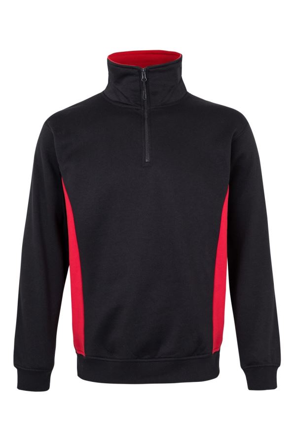 Camisola Bicolor com meio fecho Preto/Vermelho