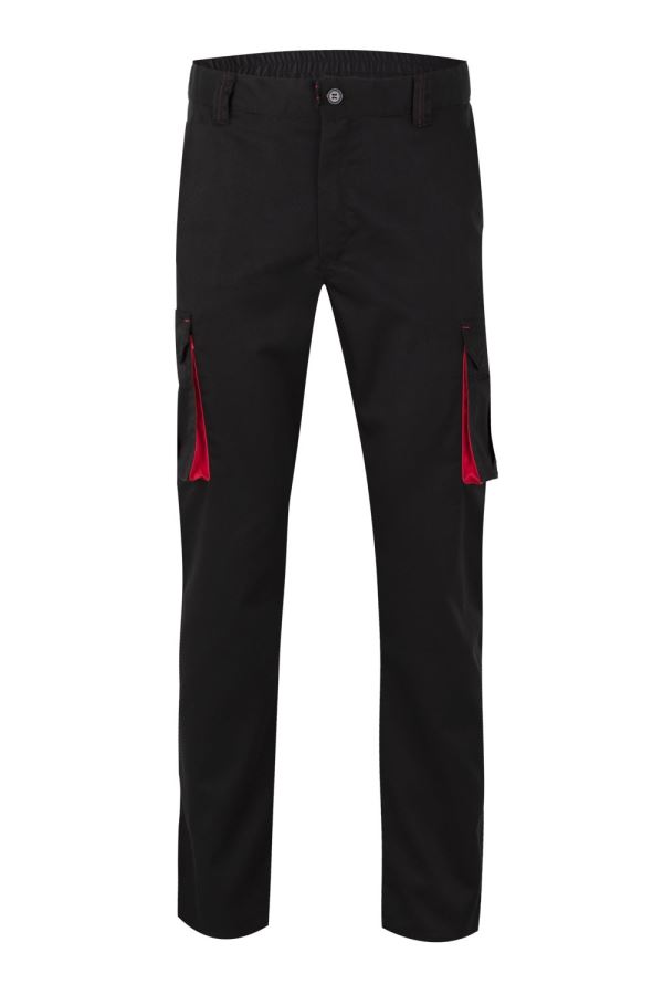 Calças Stretch Bicolor Preto/Vermelho